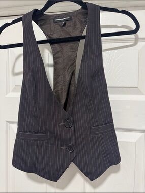 Express Women’s Pinstripe Dark Brown Vest